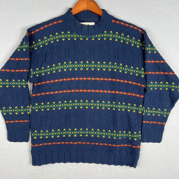 Donagain Sweaters - VTG 90s Nordic Fair Isle Knit Sweater Medium Geometric USA Grandpa Cottagecore